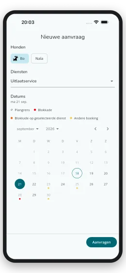 Nieuwe aanvraag maken in de app