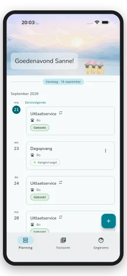 Overzicht van afspraken in de app